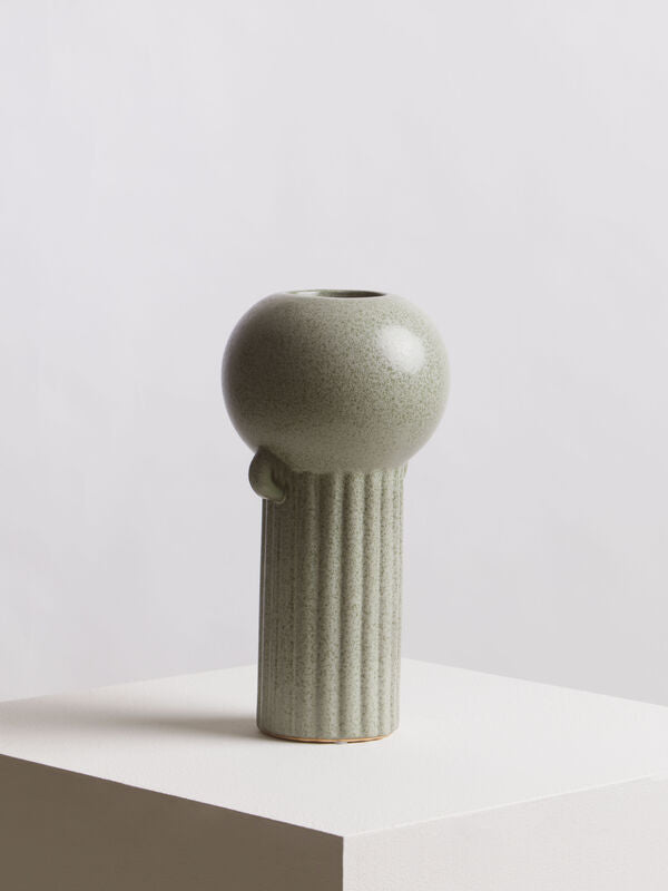 Orsina Calcita Large Speckled Green Ceramic Amphora Vase | 15 Inch