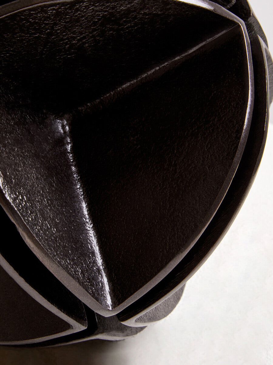 Orsina Prato Abstract Sculpture – Handcrafted Black Nickel Metal Art