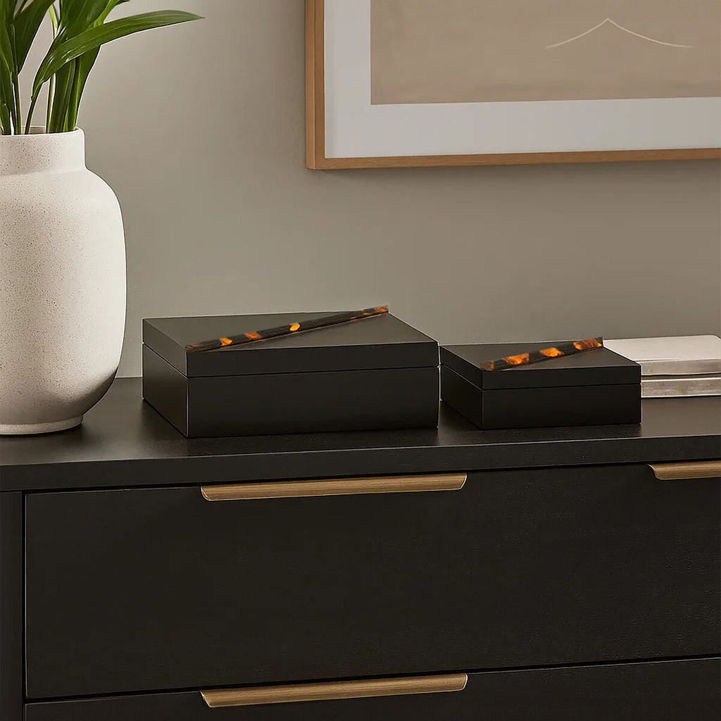 Orsina Roma Tortoise Shell Trinket Boxes – Set of 2 Storage Cases