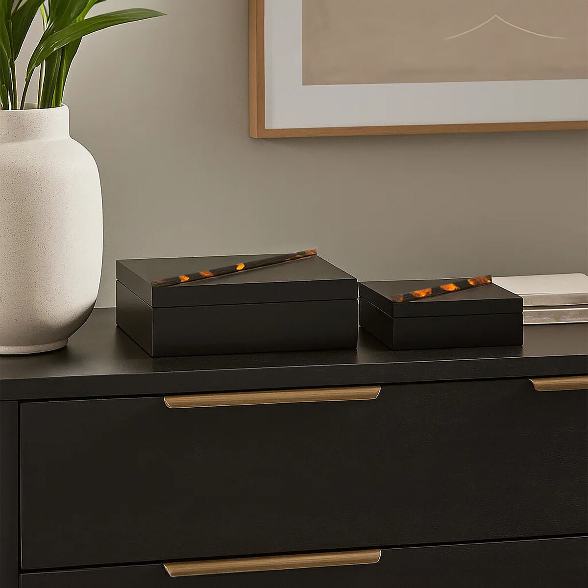 Orsina Roma Tortoise Shell Trinket Boxes – Set of 2 Storage Cases