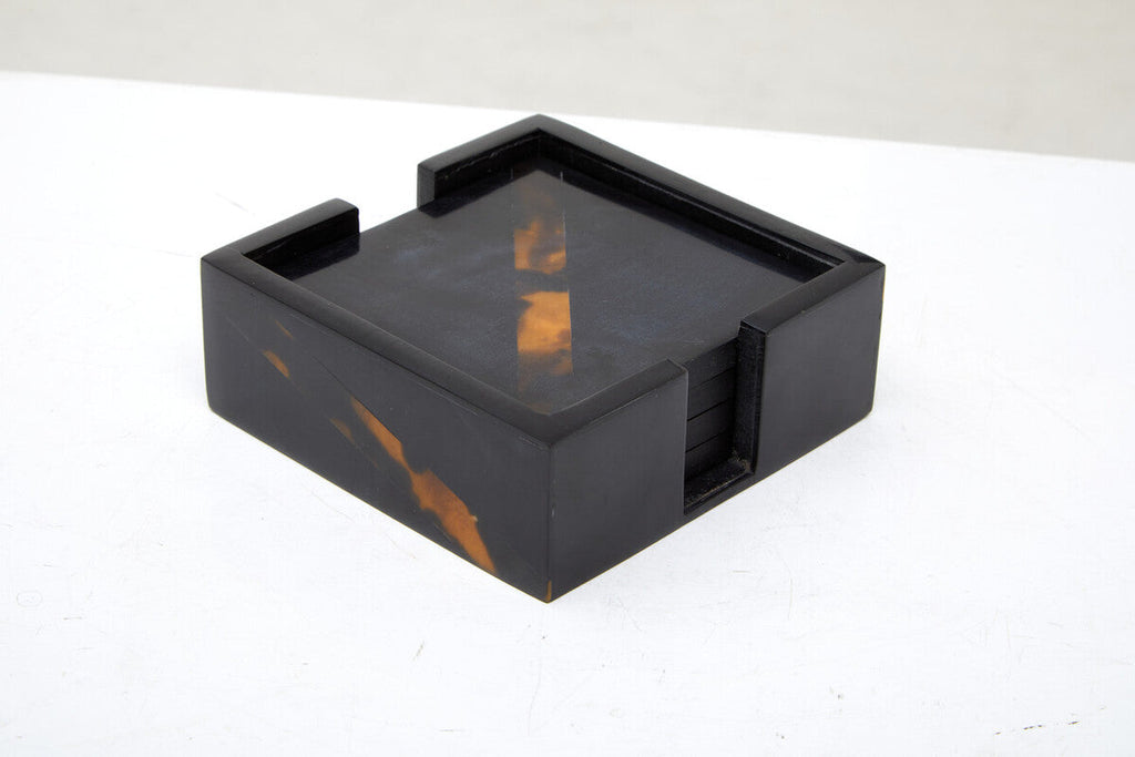 Orsina Tortoise Shell Resin Coasters – Set of 4 with Storage Box