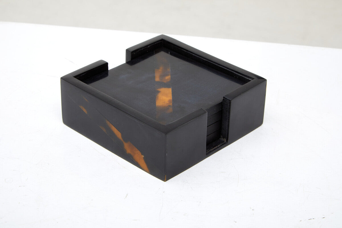 Orsina Tortoise Shell Resin Coasters – Set of 4 with Storage Box