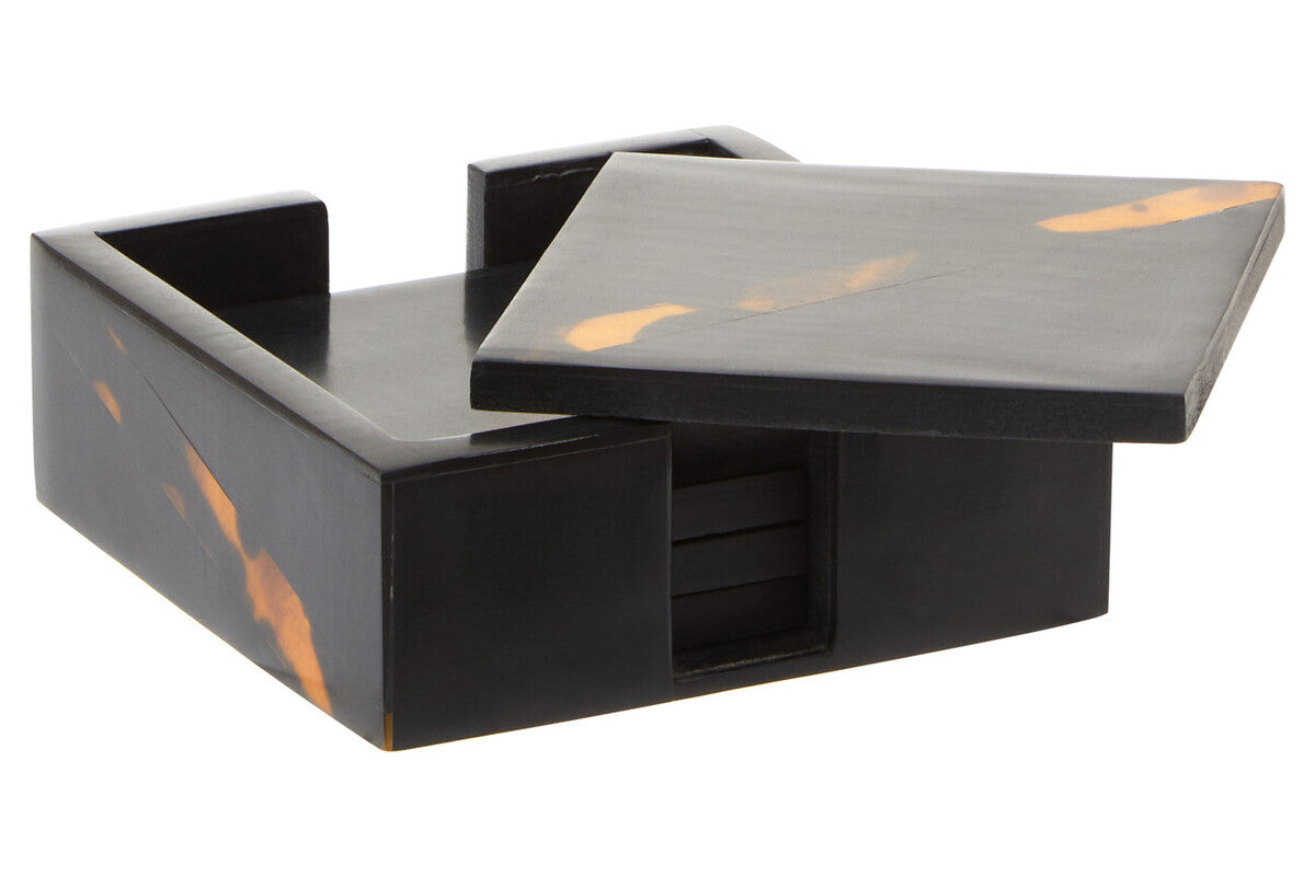 Orsina Tortoise Shell Resin Coasters – Set of 4 with Storage Box