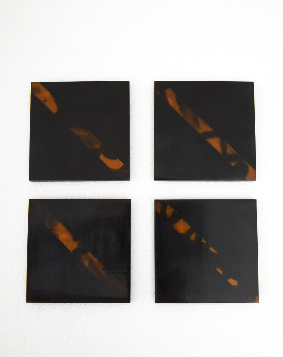 Orsina Tortoise Shell Resin Coasters – Set of 4 with Storage Box