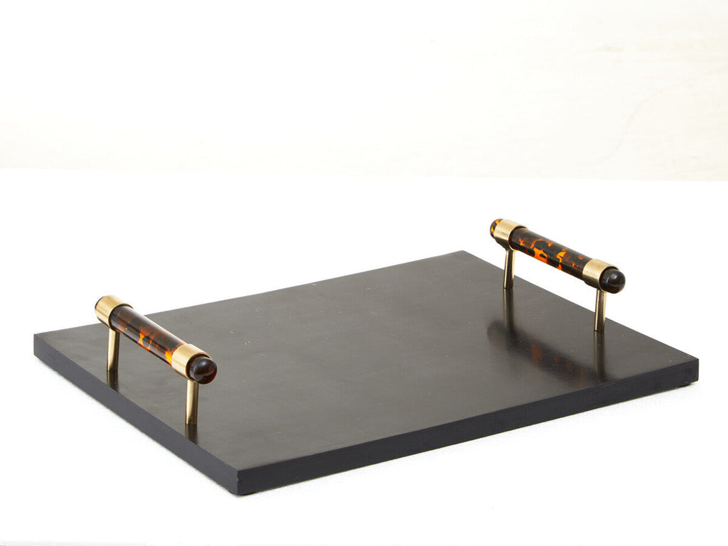 Orsina Roma Rectangular Tortoise Shell Tray with Gold Handles