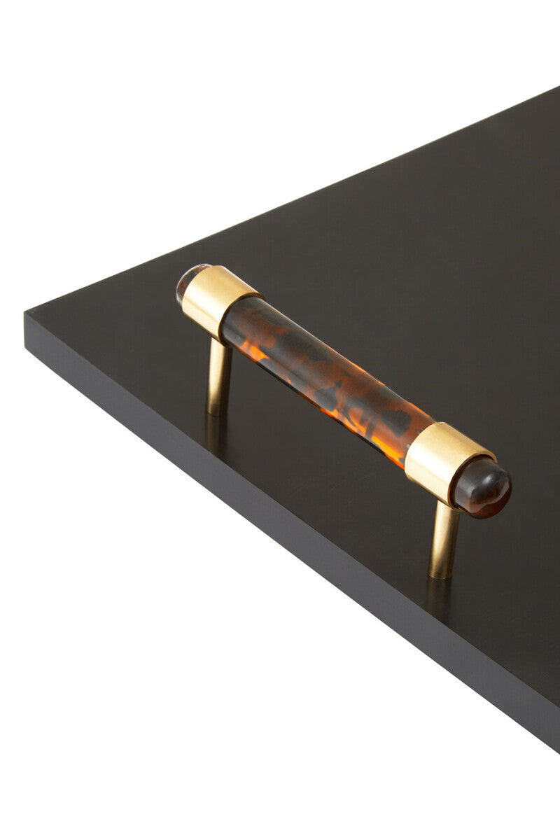 Orsina Roma Rectangular Tortoise Shell Tray with Gold Handles