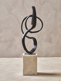 Orsina Mirano Black Aluminium Knot Sculpture on White Marble Base