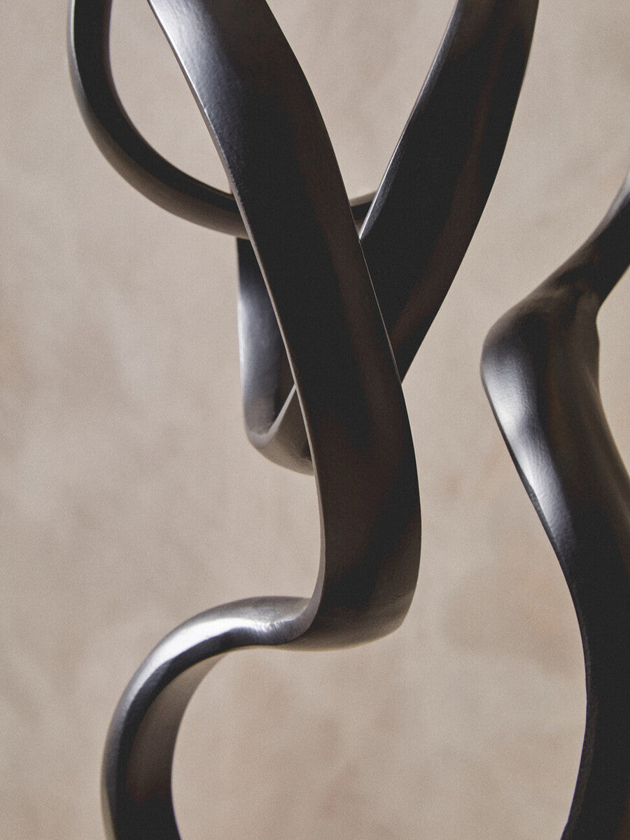 Orsina Mirano Black Aluminium Knot Sculpture on White Marble Base