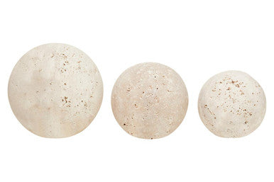 Orsina Tibor Travertine Decorative Spheres – Set of 3 Stone Deco Balls