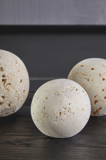 Orsina Tibor Travertine Decorative Spheres – Set of 3 Stone Deco Balls