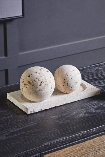 Orsina Tibor Travertine Decorative Spheres – Set of 3 Stone Deco Balls
