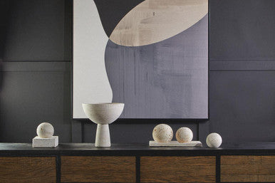 Orsina Tibor Travertine Decorative Spheres – Set of 3 Stone Deco Balls