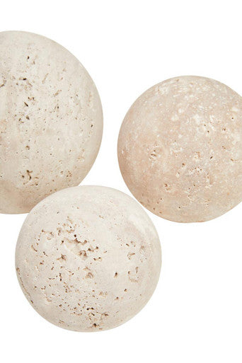 Orsina Tibor Travertine Decorative Spheres – Set of 3 Stone Deco Balls