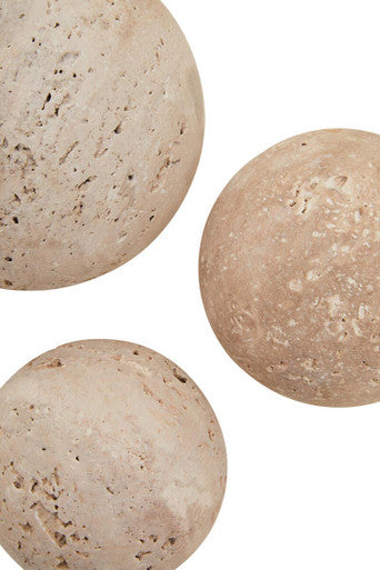 Orsina Tibor Travertine Decorative Spheres – Set of 3 Stone Deco Balls
