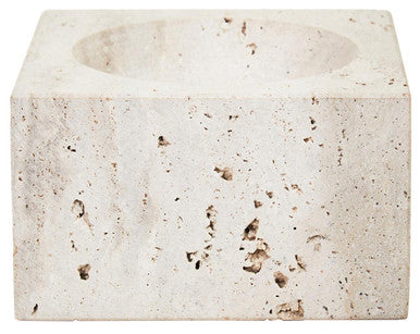 Orsina Tibor Travertine Square Decorative Bowl – Natural Stone Centerpiece
