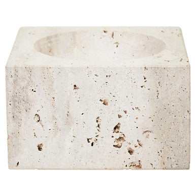 Orsina Tibor Travertine Square Decorative Bowl – Natural Stone Centerpiece