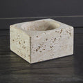 Orsina Tibor Travertine Square Decorative Bowl – Natural Stone Centerpiece