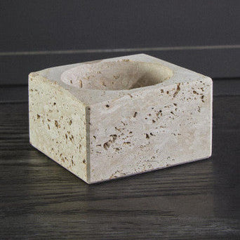 Orsina Tibor Travertine Square Decorative Bowl – Natural Stone Centerpiece