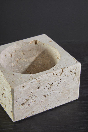 Orsina Tibor Travertine Square Decorative Bowl – Natural Stone Centerpiece