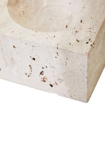 Orsina Tibor Travertine Square Decorative Bowl – Natural Stone Centerpiece