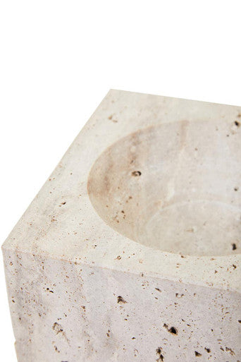 Orsina Tibor Travertine Square Decorative Bowl – Natural Stone Centerpiece