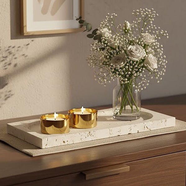Orsina Tibor Travertine Rectangular Decorative Tray | Natural Stone