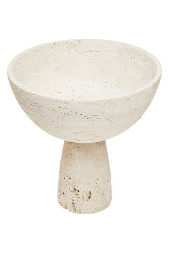 Orsina Tibor Travertine Pedestal Bowl – Natural Stone Table Centerpiece