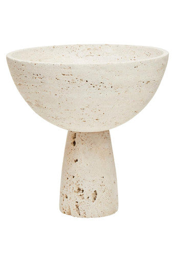 Orsina Tibor Travertine Pedestal Bowl – Natural Stone Table Centerpiece