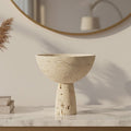 Orsina Tibor Travertine Pedestal Bowl – Natural Stone Table Centerpiece