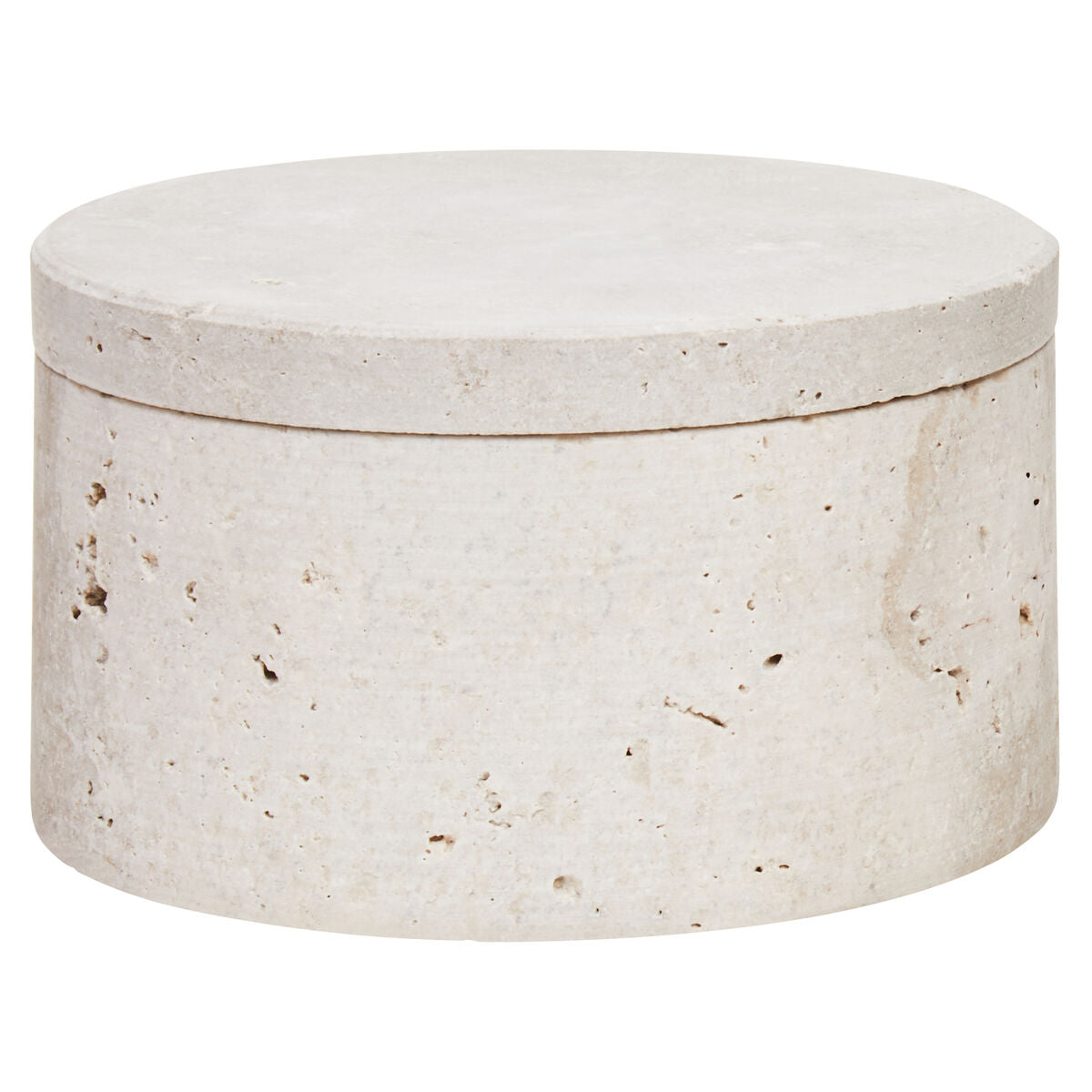 Orsina Tibor Travertine Round Trinket Box – Natural Stone Jewelry Case