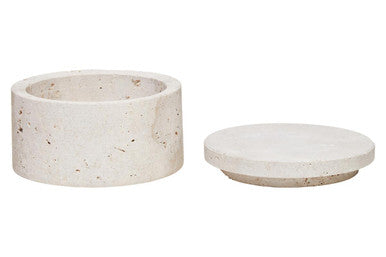 Orsina Tibor Travertine Round Trinket Box – Natural Stone Jewelry Case