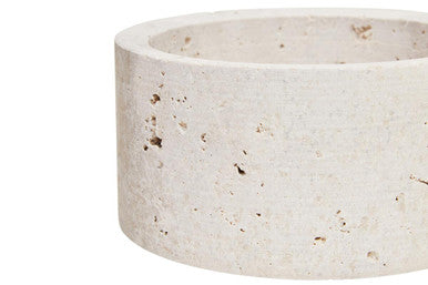 Orsina Tibor Travertine Round Trinket Box – Natural Stone Jewelry Case