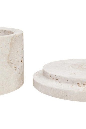 Orsina Tibor Travertine Round Trinket Box – Natural Stone Jewelry Case