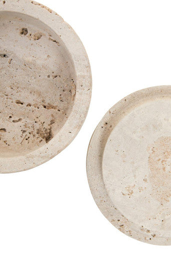 Orsina Tibor Travertine Round Trinket Box – Natural Stone Jewelry Case