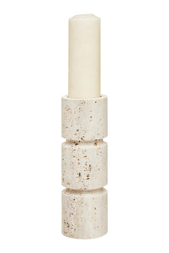 Orsina Tibor Large Travertine Candle Holder – Tiered Stone Taper Stand