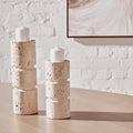Orsina Tibor Large Travertine Candle Holder – Tiered Stone Taper Stand