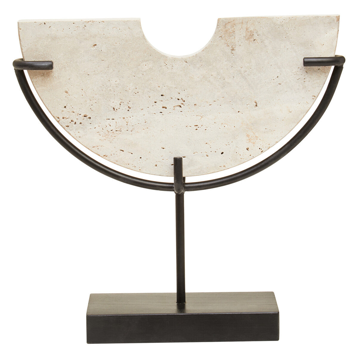 Orsina Tibor Travertine Small Sculpture – Black and Natural Stone
