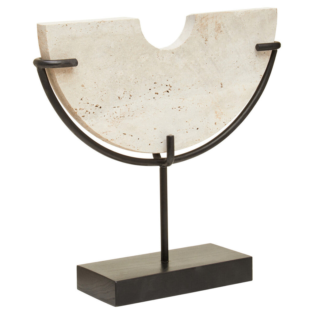 Orsina Tibor Travertine Small Sculpture – Black and Natural Stone