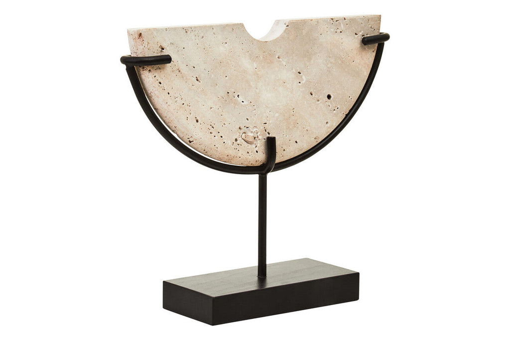 Orsina Tibor Travertine Small Sculpture – Black and Natural Stone