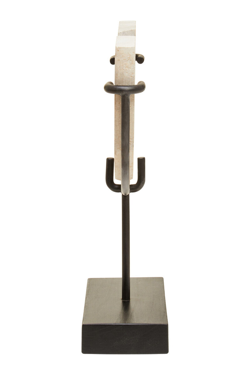 Orsina Tibor Travertine Small Sculpture – Black and Natural Stone