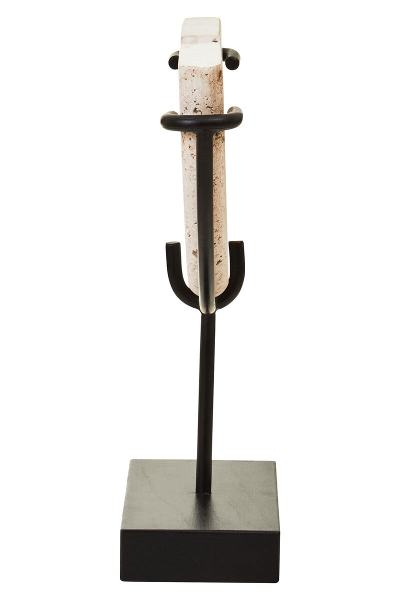 Orsina Tibor Travertine Small Sculpture – Black and Natural Stone