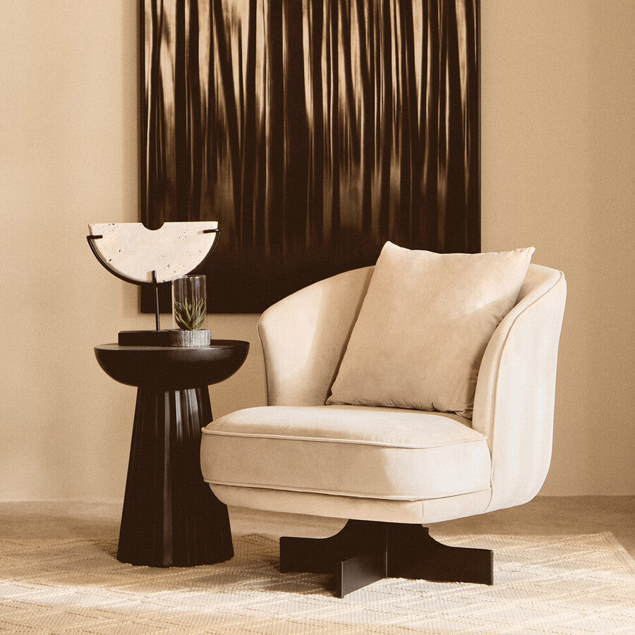 Orsina Tibor Travertine Small Sculpture – Black and Natural Stone