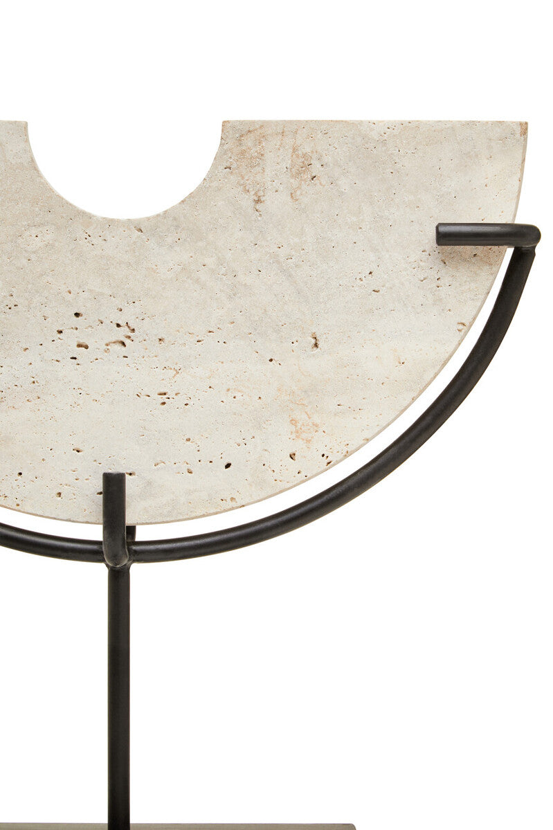 Orsina Tibor Travertine Small Sculpture – Black and Natural Stone