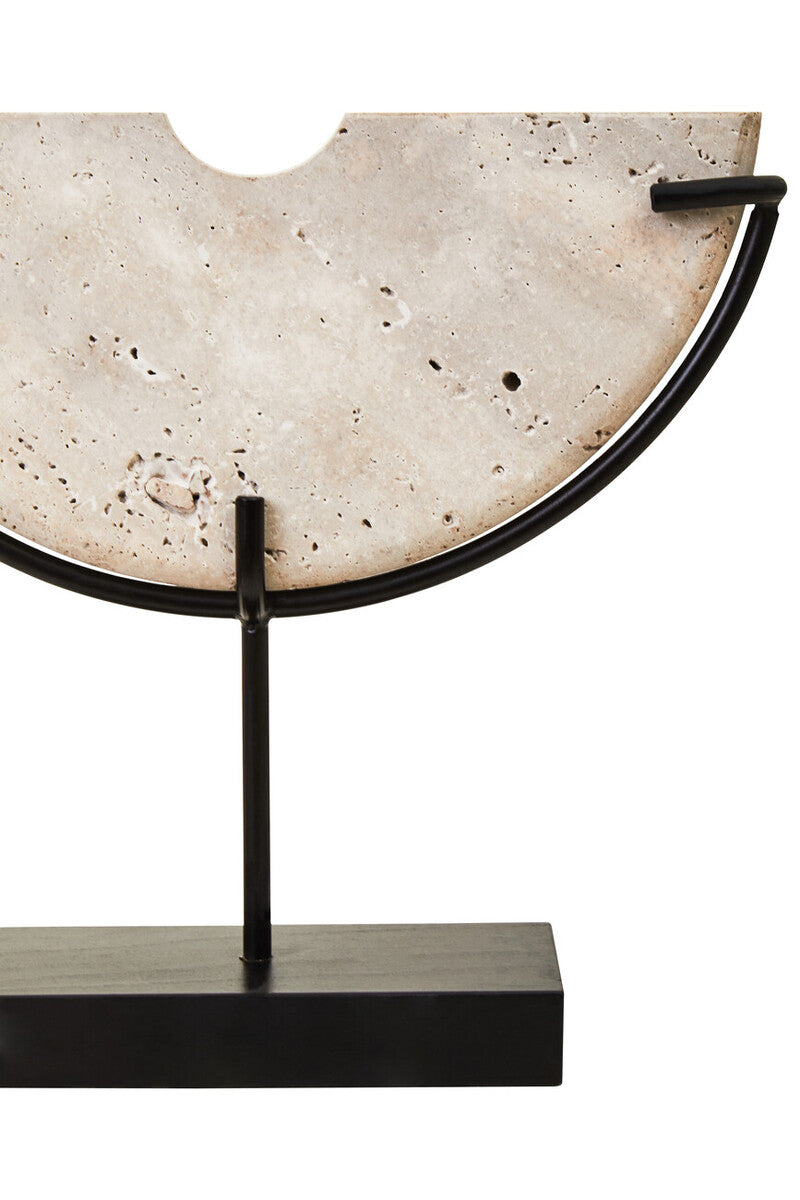 Orsina Tibor Travertine Small Sculpture – Black and Natural Stone