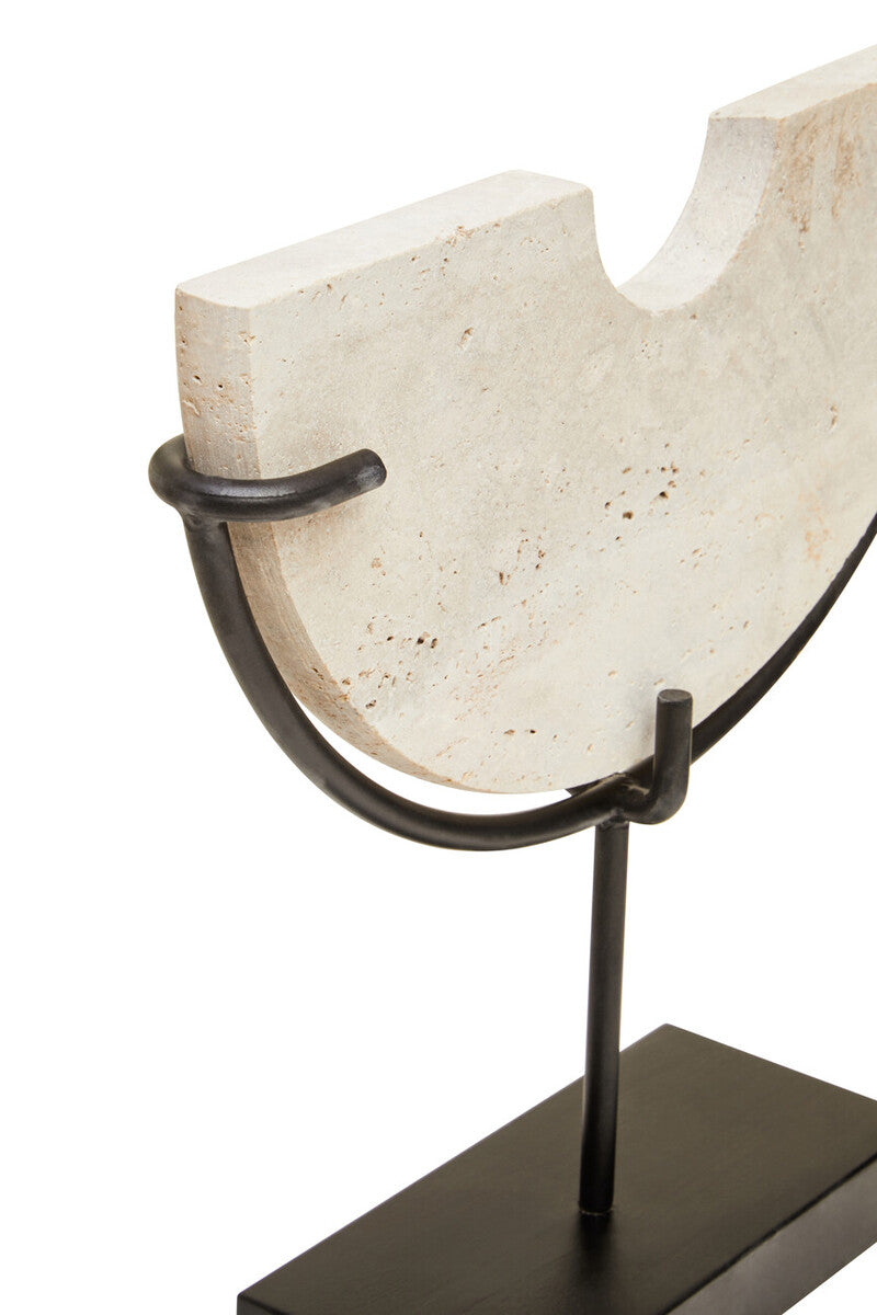 Orsina Tibor Travertine Small Sculpture – Black and Natural Stone