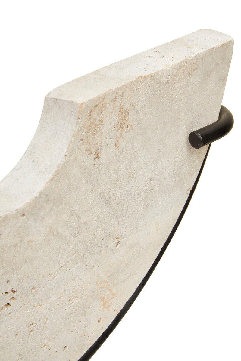 Orsina Tibor Travertine Small Sculpture – Black and Natural Stone