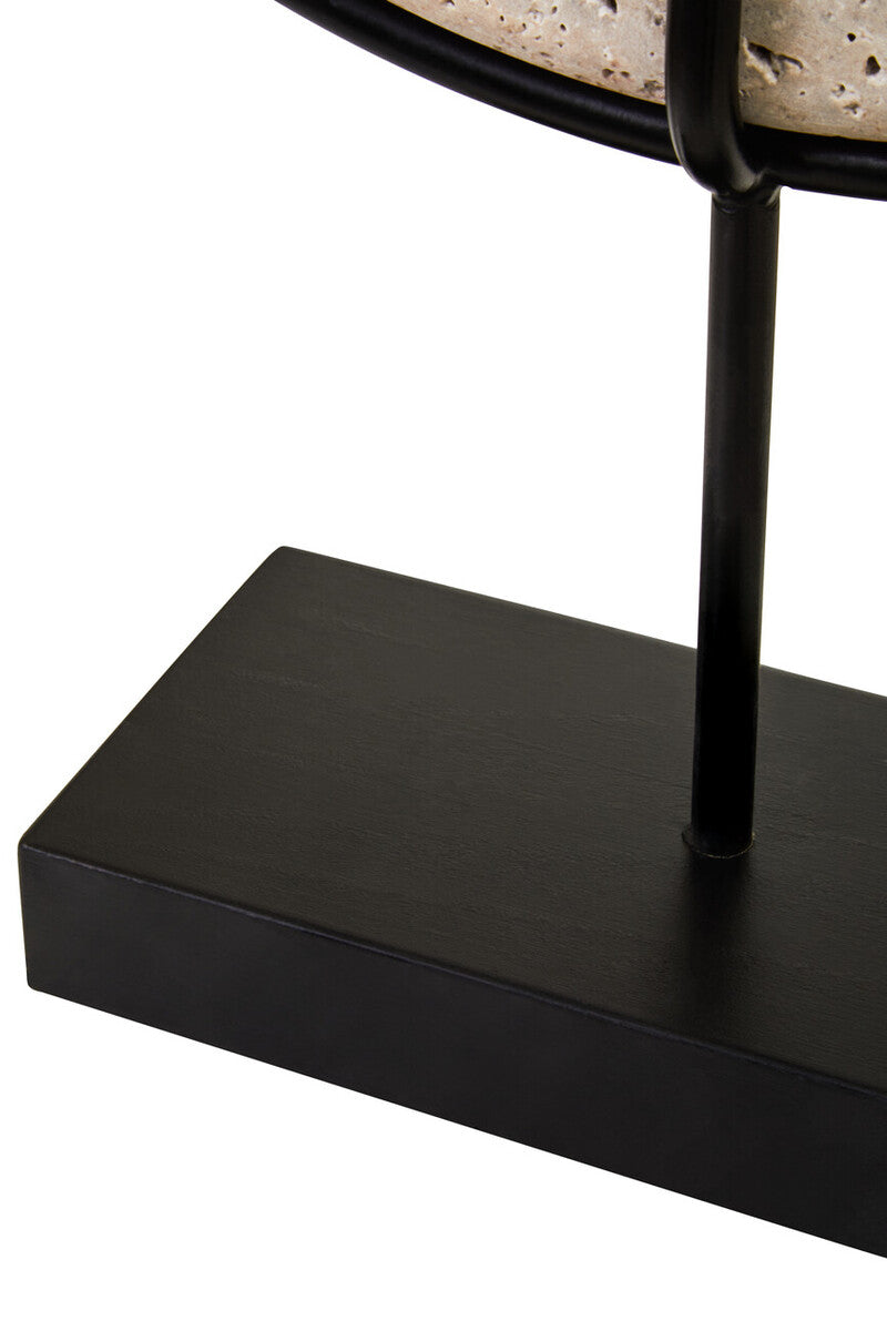 Orsina Tibor Travertine Small Sculpture – Black and Natural Stone
