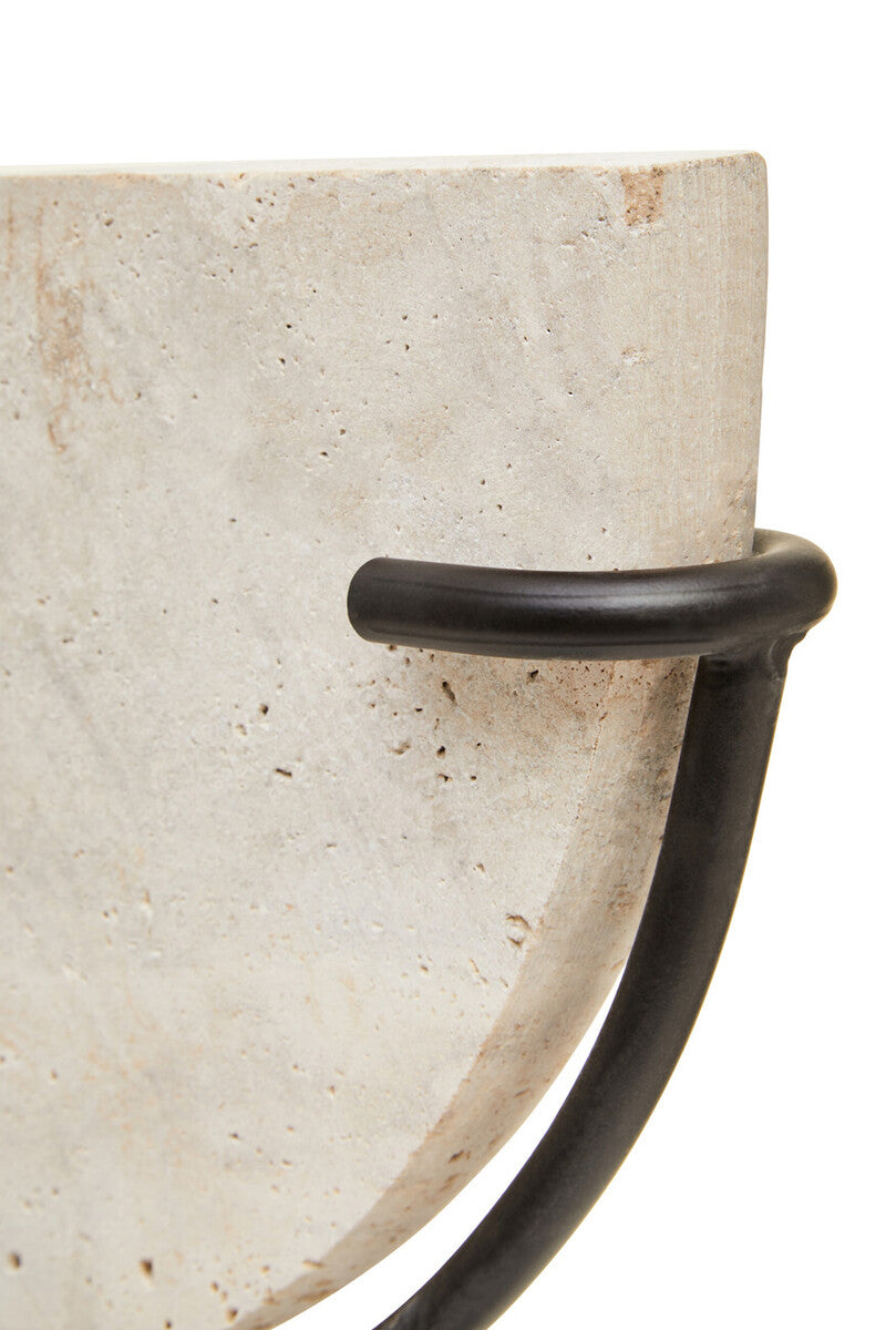Orsina Tibor Travertine Small Sculpture – Black and Natural Stone