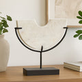 Orsina Tibor Travertine Small Sculpture – Black and Natural Stone