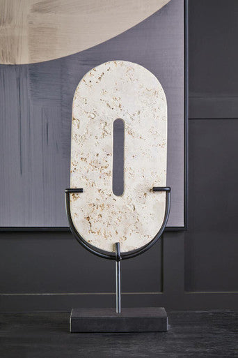 Orsina Tibor Large Travertine Stone Sculpture – Natural Cream & Tan